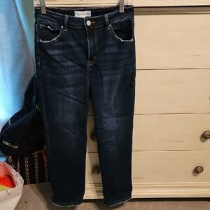 Risen H8gh Rise Crop Dark Blue Denim Jeans